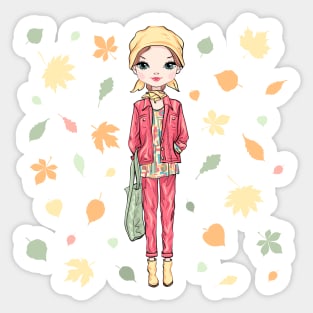 Copy of Girl in autumn clothes Sticker